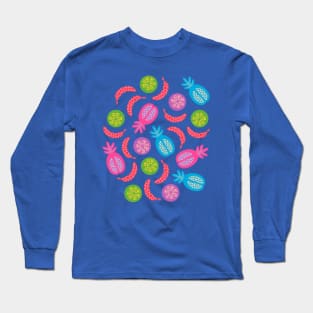 TROPICAL FRUITS WITH LOTSA DOTS in Postmodern 1980s Colours - UnBlink Studio by Jackie Tahara Long Sleeve T-Shirt